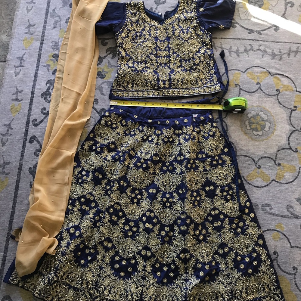 Blue and Gold Embroidered Traditional Outfit